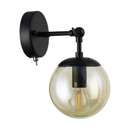 Настенный светильник с регулировкой направления света Arte Lamp Bolla A1664AP-1BK, 1xE14x60W, черный, янтарь, металл, стекло