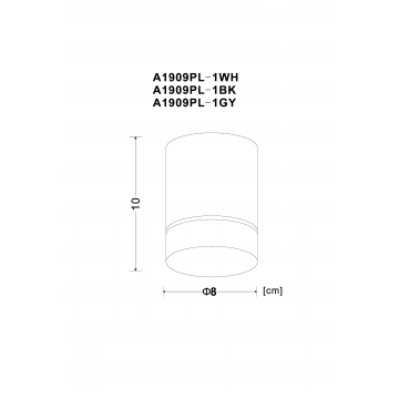 Схема с размерами Arte Lamp Instyle A1909PL-1GY