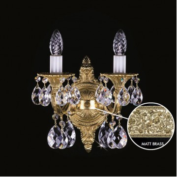Бра Artglass SARKA II. MATT BRASS CE, 2xE14x40W, золото с белым, прозрачный, металл, хрусталь Artglass Crystal Exclusive - миниатюра 1
