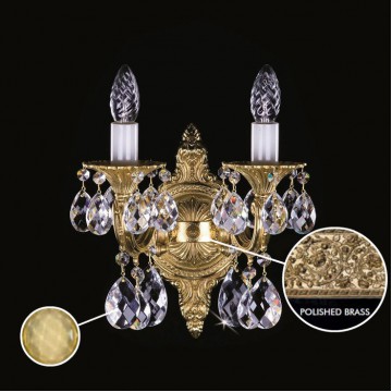 Бра Artglass SARKA II. POLISHED CE - 8003, 2xE14x40W, золото с белым, янтарь, металл, хрусталь Artglass Crystal Exclusive - миниатюра 1