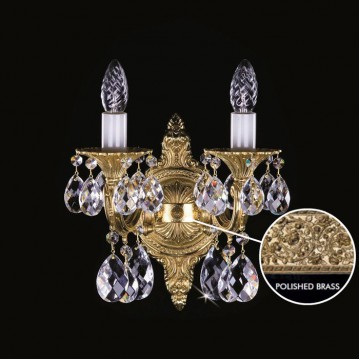Бра Artglass SARKA II. POLISHED SP, 2xE14x40W, золото с белым, прозрачный, металл, кристаллы SPECTRA Swarovski