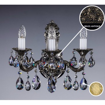 Бра Artglass SARKA III. BRASS ANTIQUE CE - 8003, 3xE14x40W, бронза с белым, янтарь, металл, хрусталь Artglass Crystal Exclusive - миниатюра 1