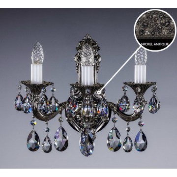 Бра Artglass SARKA III. NICKEL ANTIQUE CE, 3xE14x40W, никель с белым, прозрачный, металл, хрусталь Artglass Crystal Exclusive