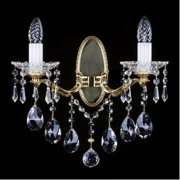 Бра Artglass SHEETAL II. CE, 2xE14x40W, золото с белым, золото с прозрачным, прозрачный, металл со стеклом, хрусталь Artglass Crystal Exclusive - миниатюра 1