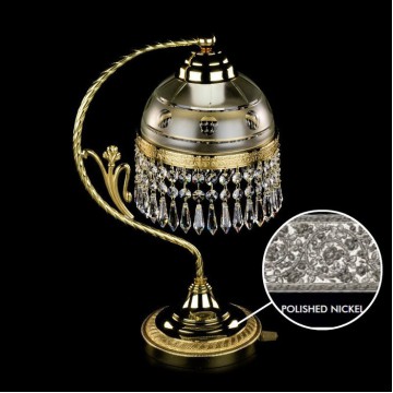 Настольная лампа Artglass SCARLETT NICKEL SP, 1xE14x60W, никель, прозрачный с никелем, никель с прозрачным, прозрачный, металл, стекло с металлом, кристаллы SPECTRA Swarovski