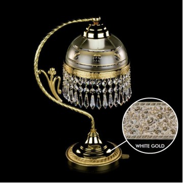 Настольная лампа Artglass SCARLETT WHITE GOLD CE, 1xE14x60W, золото, прозрачный с золотом, золото с прозрачным, прозрачный, металл, стекло с металлом, хрусталь Artglass Crystal Exclusive