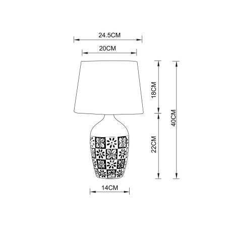 Схема с размерами Arte Lamp A4237LT-1GY