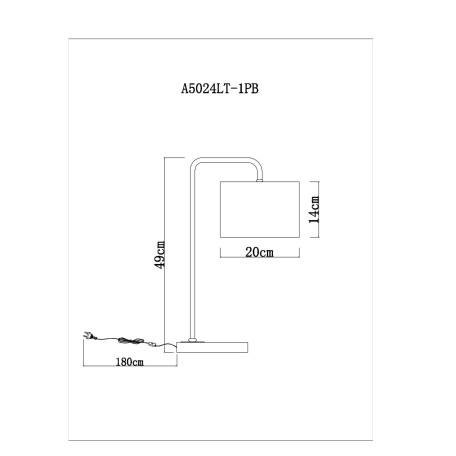 Схема с размерами Arte Lamp A5024LT-1PB