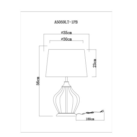 Схема с размерами Arte Lamp A5059LT-1PB