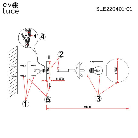 Схема с размерами Evoluce SLE220401-01