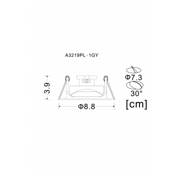Схема с размерами Arte Lamp Instyle A3219PL-1GY