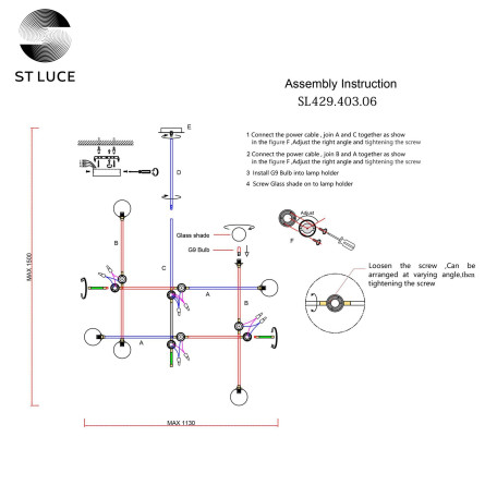 Схема с размерами ST Luce SL429.403.06