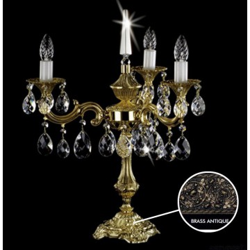 Настольная лампа Artglass SONA III. BRASS ANTIQUE CE, 3xE14x40W, бронза с белым, прозрачный, металл, хрусталь Artglass Crystal Exclusive - миниатюра 1