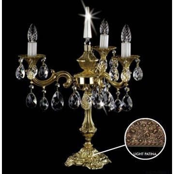 Настольная лампа Artglass SONA III. LIGHT PATINA SP, 3xE14x40W, бронза с белым, прозрачный, металл, кристаллы SPECTRA Swarovski - миниатюра 1