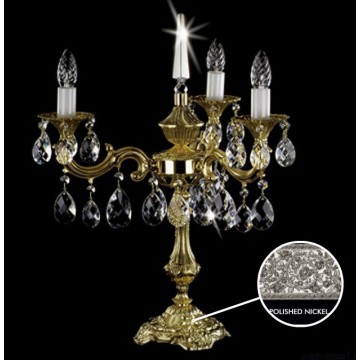 Настольная лампа Artglass SONA III. NICKEL CE, 3xE14x40W, никель с белым, прозрачный, металл, хрусталь Artglass Crystal Exclusive - миниатюра 1