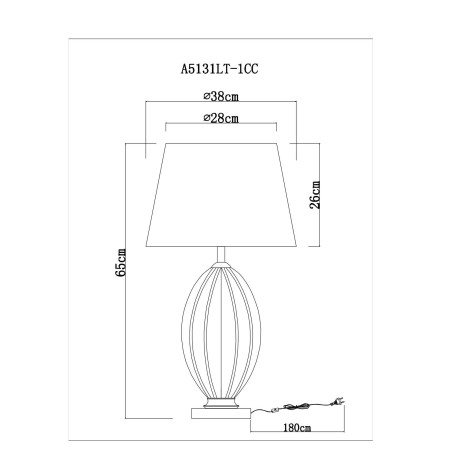 Схема с размерами Arte Lamp A5131LT-1CC