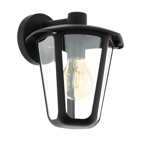 Настенный фонарь Eglo Monreale 98121, IP44, 1xE27x60W, черный, прозрачный, металл, металл с пластиком
