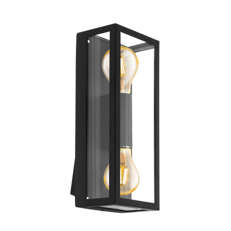 Настенный светильник Eglo Alamonte 1 98273, IP44, 2xE27x40W, прозрачный, черный, стекло, стекло с металлом