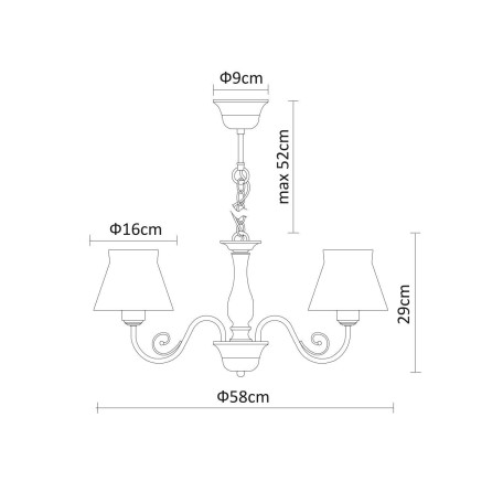 Схема с размерами Arte Lamp A7021LM-5WH