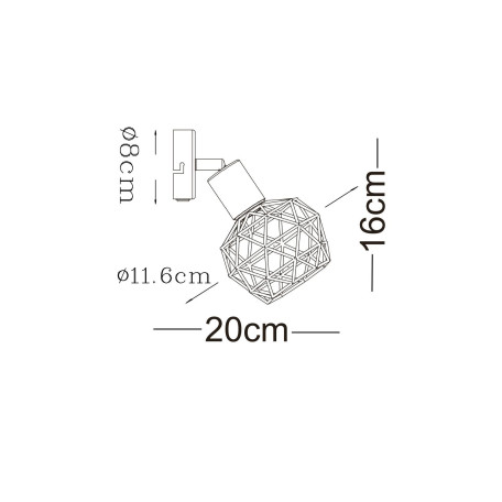 Схема с размерами Arte Lamp A6141AP-1WH