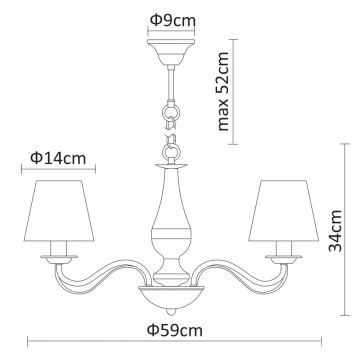 Схема с размерами Arte Lamp A9368LM-5AB