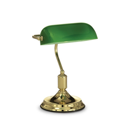 Настольная лампа Ideal Lux LAWYER TL1 OTTONE 013657, 1xE27x60W, золото, зеленый, металл, стекло