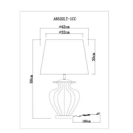 Схема с размерами Arte Lamp A8532LT-1CC