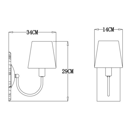 Схема с размерами Arte Lamp A7301AP-1PB
