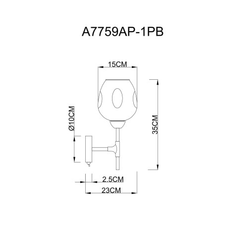 Схема с размерами Arte Lamp A7759AP-1PB