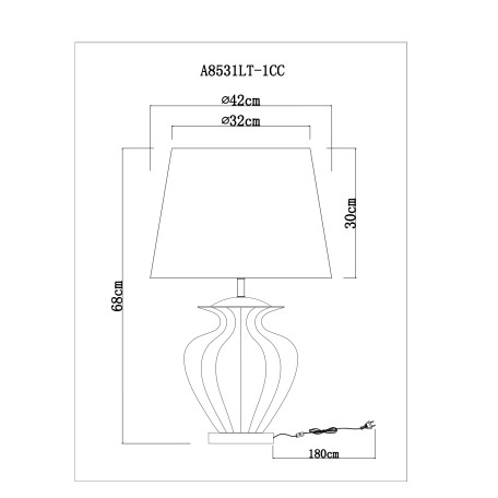 Схема с размерами Arte Lamp A8531LT-1CC