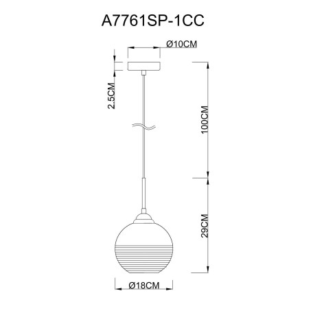 Схема с размерами Arte Lamp A7761SP-1CC