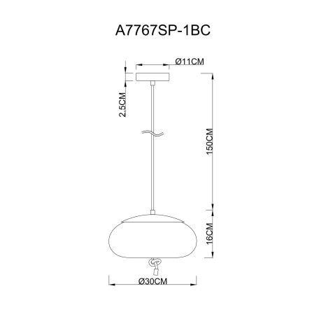 Схема с размерами Arte Lamp A7767SP-1BC
