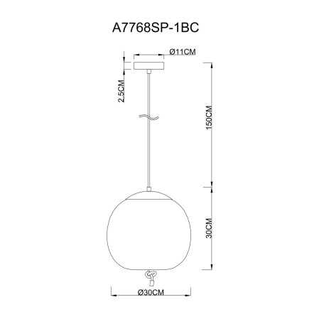 Схема с размерами Arte Lamp A7768SP-1BC