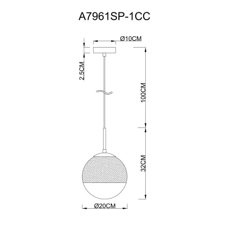 Схема с размерами Arte Lamp A7961SP-1CC