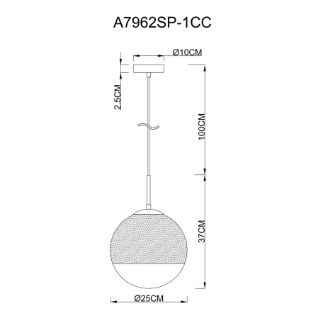 Схема с размерами Arte Lamp A7962SP-1CC