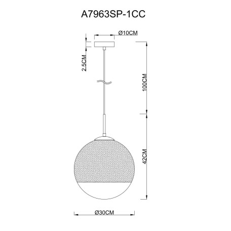 Схема с размерами Arte Lamp A7963SP-1CC