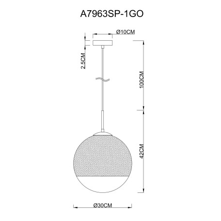 Схема с размерами Arte Lamp A7963SP-1GO