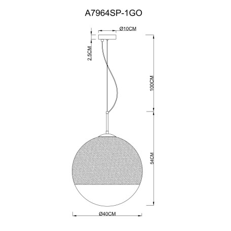 Схема с размерами Arte Lamp A7964SP-1GO