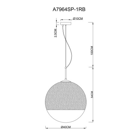 Схема с размерами Arte Lamp A7964SP-1RB