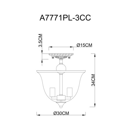 Схема с размерами Arte Lamp A7771PL-3CC