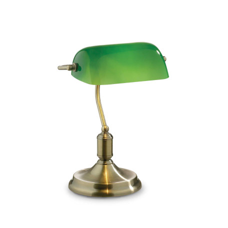 Настольная лампа Ideal Lux LAWYER TL1 BRUNITO 045030, 1xE27x60W, бронза, зеленый, металл, стекло