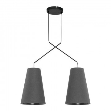 Подвесной светильник Nowodvorski Alanya 9373, 2xE27x60W, черный, серый, металл, текстиль - миниатюра 1