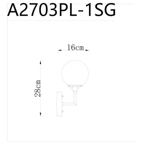 Схема с размерами Arte Lamp A2703AP-1SG