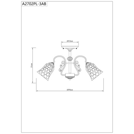 Схема с размерами Arte Lamp City A2702PL-3AB