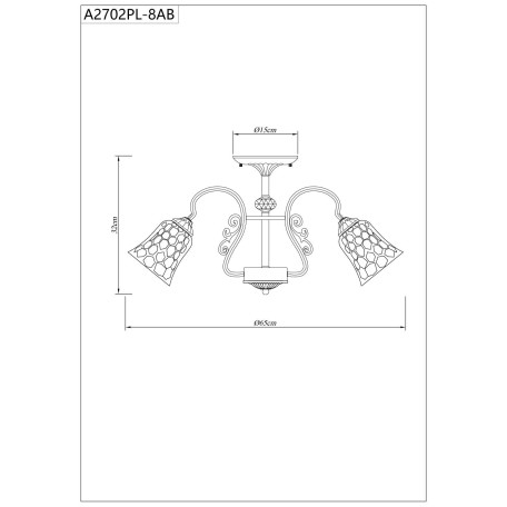Схема с размерами Arte Lamp City A2702PL-8AB