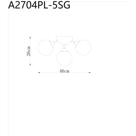 Схема с размерами Arte Lamp A2704PL-5SG