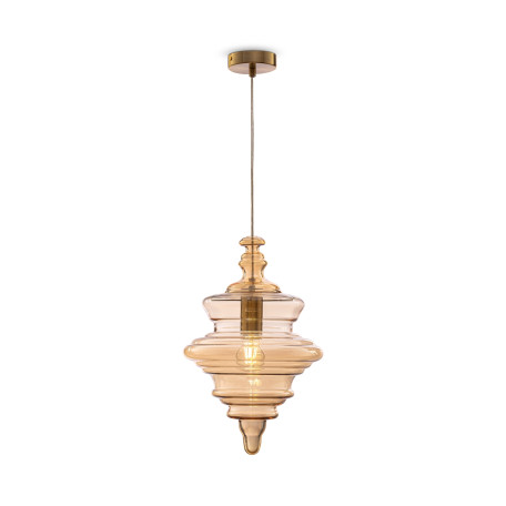 Подвесной светильник Maytoni Trottola P057PL-01BS, 1xE27x60W, золото, янтарь, металл, стекло