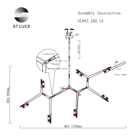 Схема с размерами ST Luce SL947.102.14