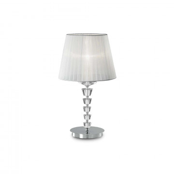 Настольная лампа Ideal Lux PEGASO TL1 BIG BIANCO 059259, 1xE27x60W, прозрачный, белый, хрусталь, текстиль