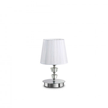 Настольная лампа Ideal Lux PEGASO TL1 SMALL BIANCO 059266, 1xE14x40W, прозрачный, белый, металл с хрусталем, текстиль